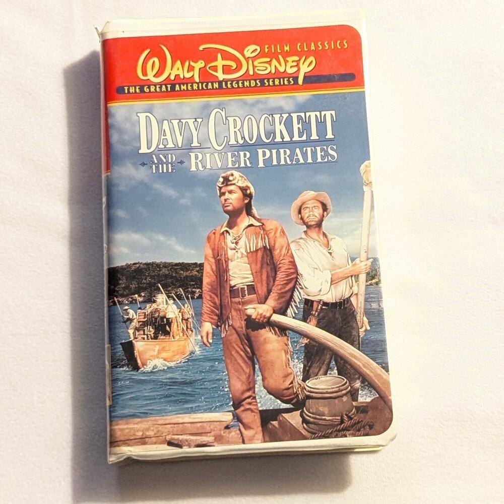 Disney's Davy Crockett and the River Pirates VHS Vintage Clamshell Movie Video